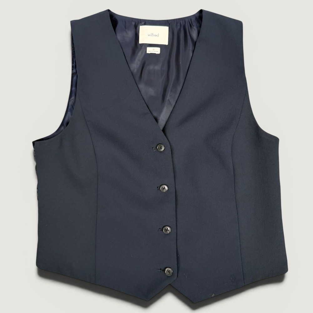 Wilfred Aritzia Pesci Vest Size 10 Navy Blue‎ Minimalist Dark Academia Preppy